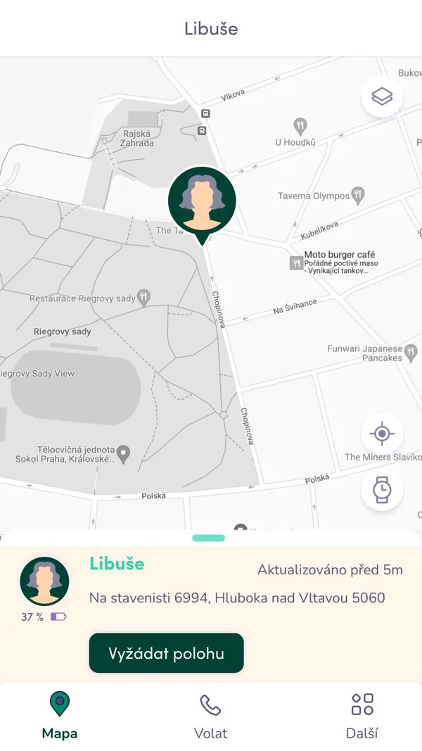 Findee Guardian — poloha blízkého člověka a vyžádání nové polohy