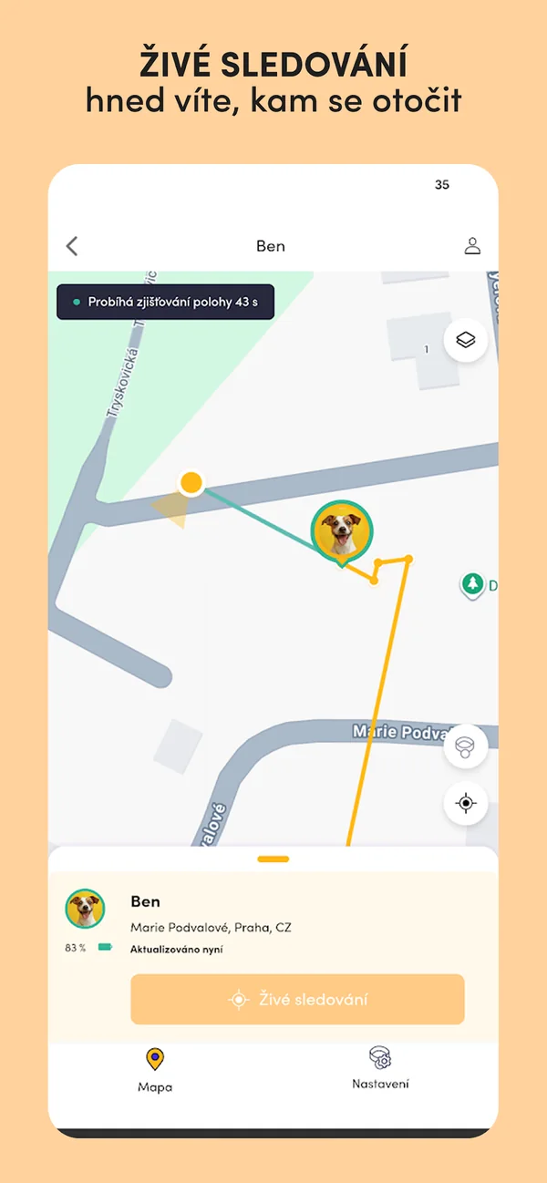 Findee Pets — živé sledování mazlíčka a jeho trasy