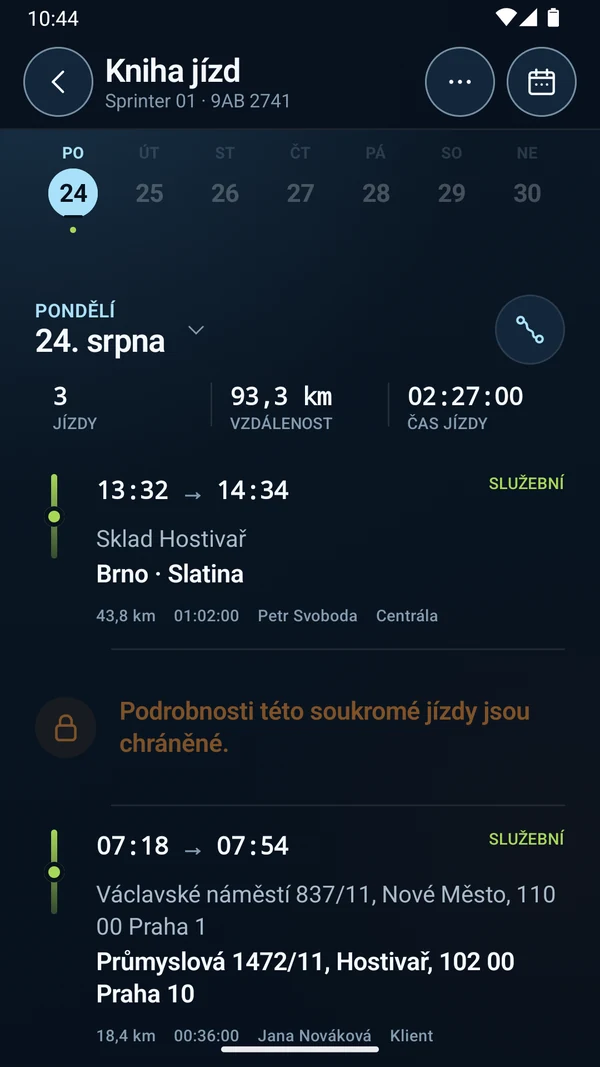 GPS Dozor 4.0 — kniha jízd na Androidu s denním souhrnem demo jízd